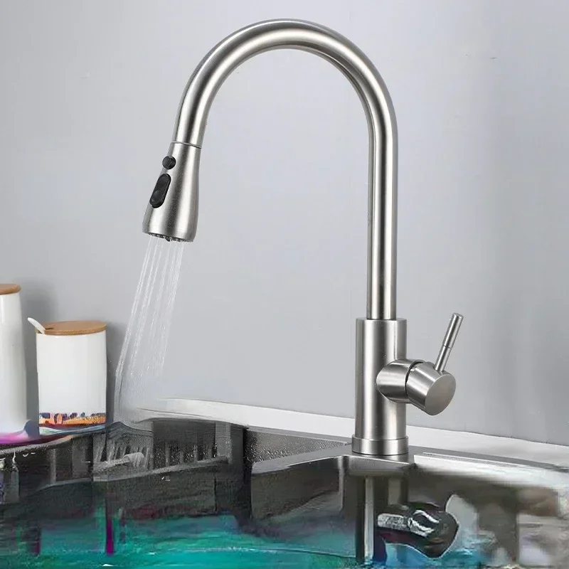 Commercial Kitchen Faucet - Grifo de cocina de níquel cepillado
