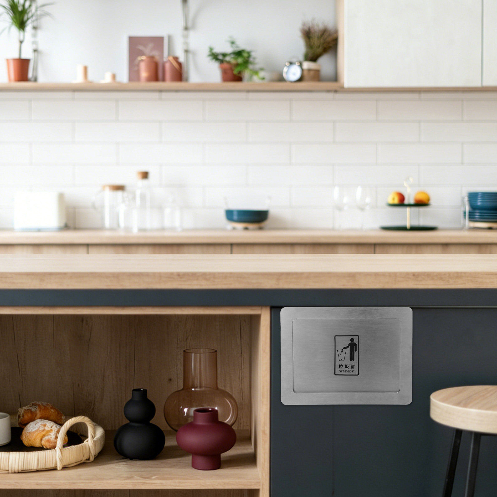 Commercial Kitchen Wall Covering - Tapa de desagüe de basura empotrada