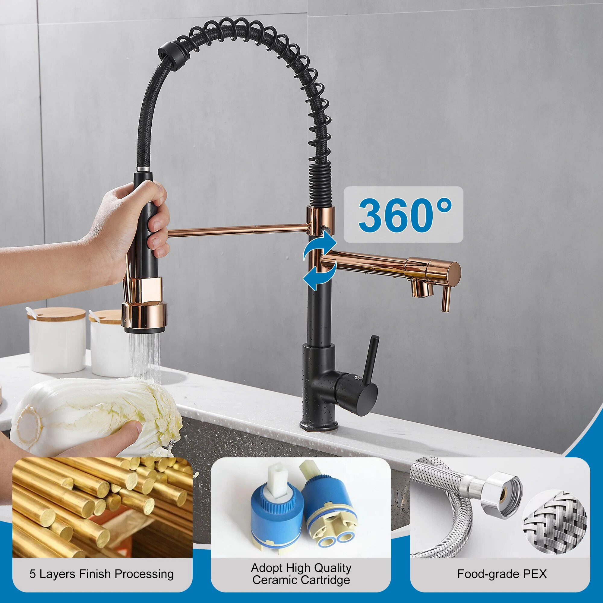 Grifo de cocina con rociador d - Commercial Kitchen Faucet reseña y precio