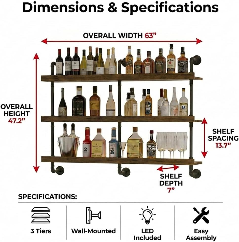 Estante para vinos montado en  - Commercial Kitchen Lights reseña y precio